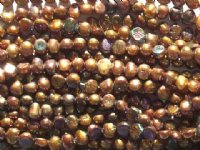 FWP 16inch Strand of 6x4mm Antique Gold Iris Pearls